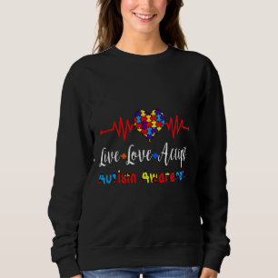 Sudadera Amor Vivo Aceptar Autismo Conciencia Heartbeat Azu