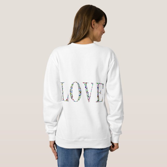Sudadera Amor y Paz - Diseño de Letras Gemstone (Reverso completo)