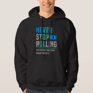Sudadera Añadir nombre de ciudad Texto Skateboard Nunca dej