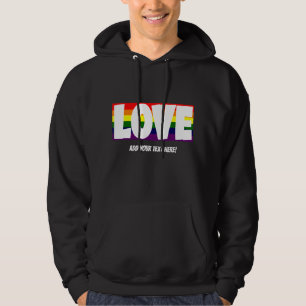 Sudadera Añadir nombre o tu texto, amar la bandera arcoiris