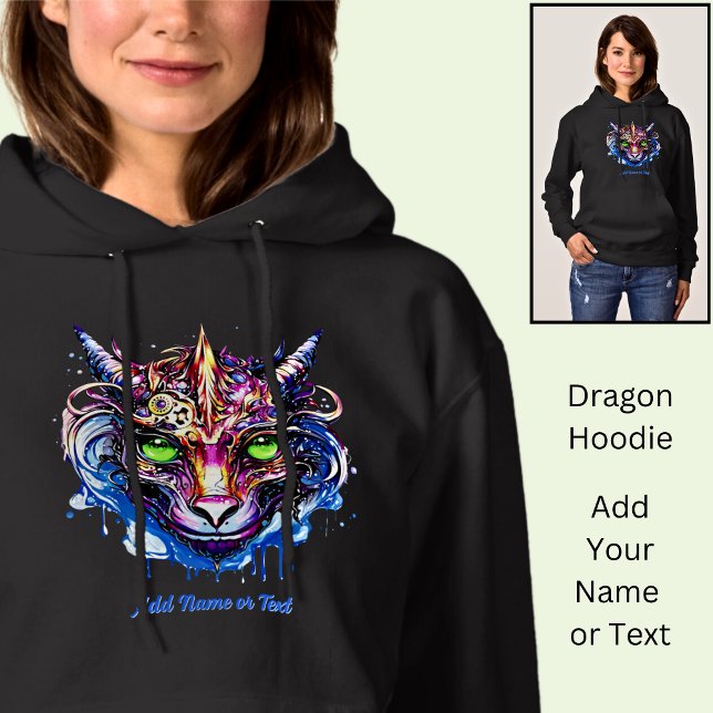 Sudadera Añadir nombre texto, azul rosado fantasía Dragon o (Subido por el creador)
