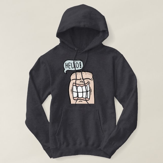Sudadera Añadir su imagen Cara divertida Hola personalizado (Diseño del anverso)