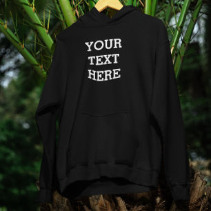 Sudadera Añadir su propio texto Personalizado aquí negro y