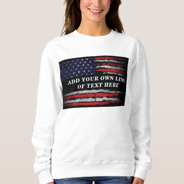 Sudadera Añadir tu propio texto a la bandera norteamericana (Anverso)
