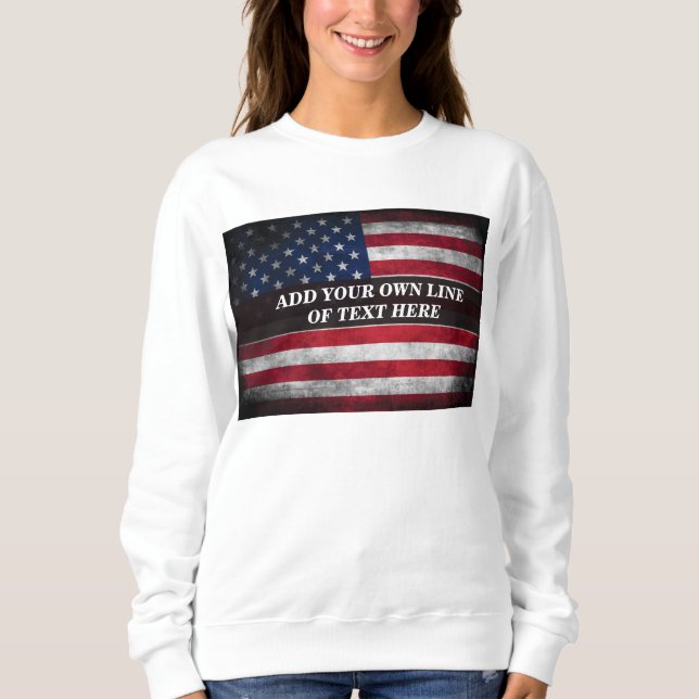 Sudadera Añadir tu texto a la bandera estadounidense (Anverso)