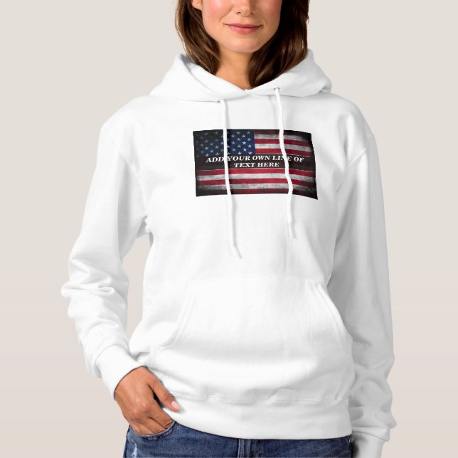 Sudadera Añadir tu texto a la bandera estadounidense (Anverso)