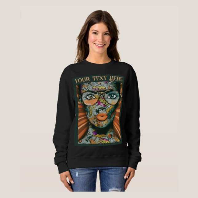 Sudadera Añadir tu texto arte callejero artístico de Guay C (Street art sweatshirts Black for her)