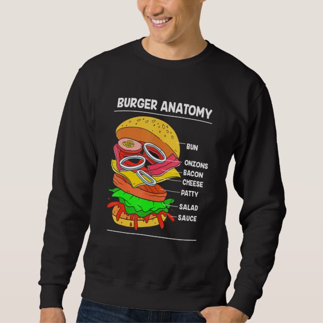 Sudadera Anatomía de hamburguesa de Queso de comida rápida (Anverso)