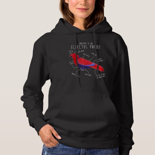 Sudadera Anatomía de loro Eclectus Loro hembra Pájaro (Anverso)