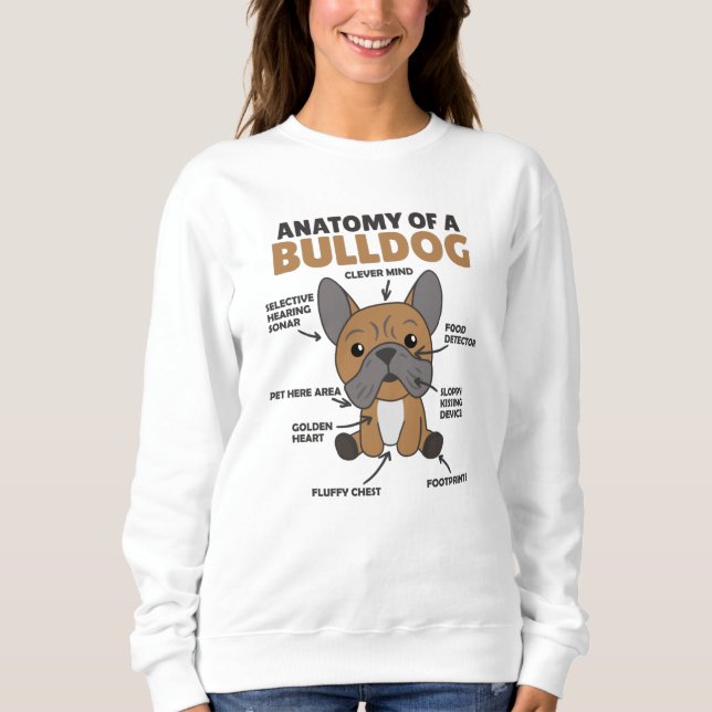 Sudadera Anatomía De Un Bulldog Perro Gracioso Cachorro (Anverso)