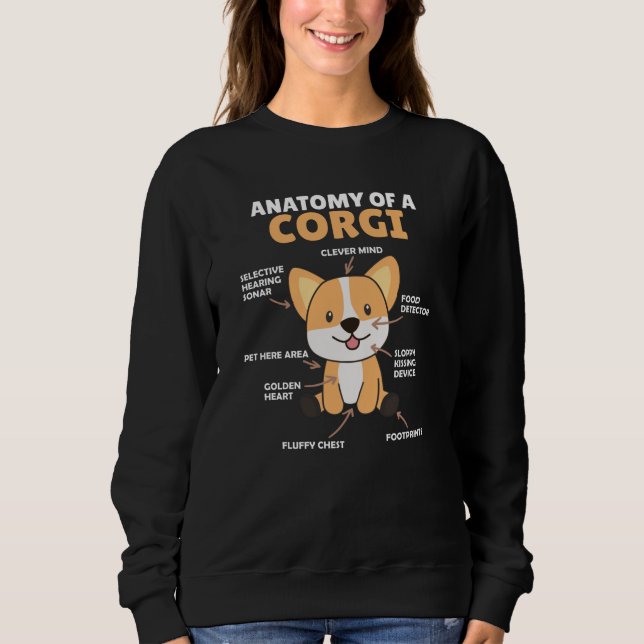 Sudadera Anatomía De Un Corgi Cute Perros Gracioso Cachorro (Anverso)