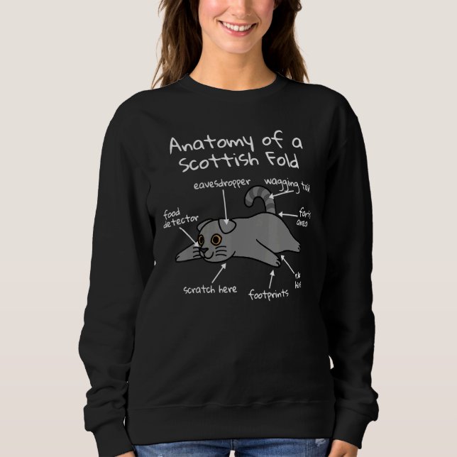 Sudadera Anatomía De Un Mascota De Gatos Fríos De Escocia (Anverso)