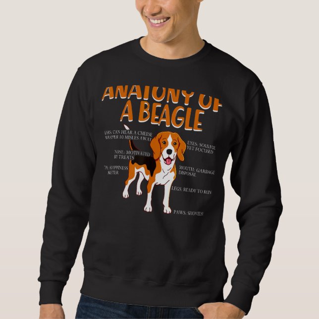 Sudadera Anatomía De Un Perro Beagle Que Amo A Los Animales (Anverso)