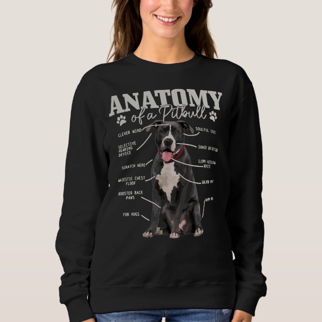 Sudadera Anatomía De Un Perro De Pitbull Divertido Mamá De  (Anverso)