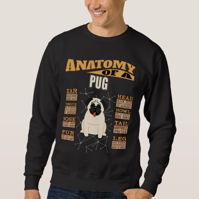 Sudadera Anatomía De Un Pug - Funny Pug Design Classic T-Sh (Anverso)