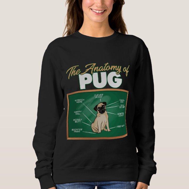 Sudadera Anatomía De Una Camiseta Clásica De Pug I Funny Pu (Anverso)