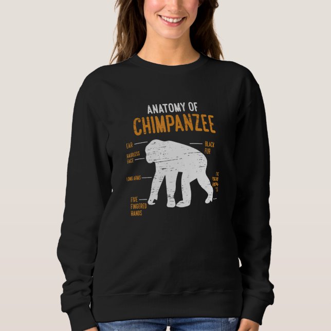 Sudadera Anatomía del mono chimpancé chimpancé simio vida s (Anverso)
