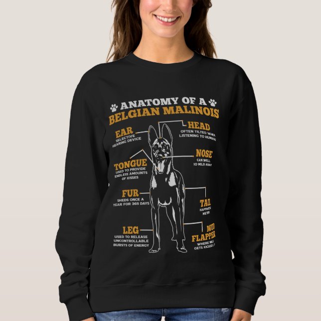 Sudadera ANATOMÍA Malinois DE UN PERRO DIVERTIDO DE MALINOI (Anverso)