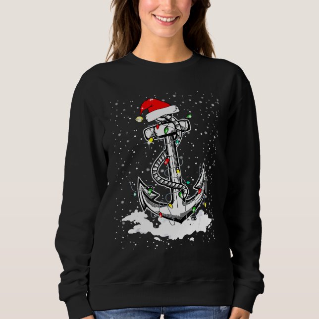 Sudadera Anchor Bote Vela Árbol de Navidad Encender Santa (Anverso)
