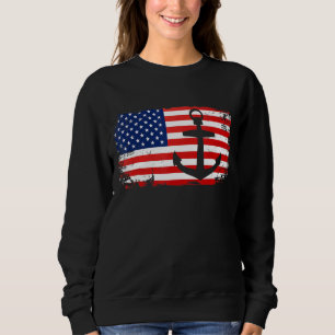 Sudadera Ancla De Bote Estadounidense Patriótico