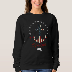 Sudadera Ancla de mapas estatales de Cape Cod Massachusetts