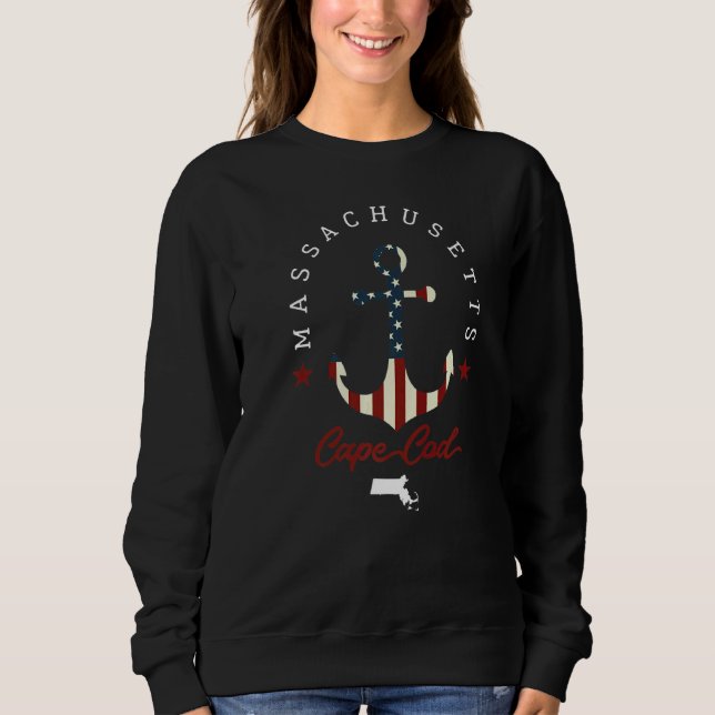 Sudadera Ancla de mapas estatales de Cape Cod Massachusetts (Anverso)