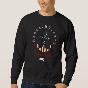 Sudadera Ancla de mapas estatales de Cape Cod Massachusetts