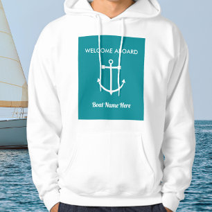 Sudadera Ancla Náutica Bienvenido a Bordo Nombre del Barco 