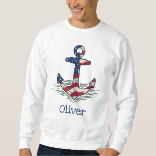 Sudadera Ancla náutica con bandera americana 