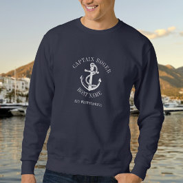 Sudadera Ancla náutica personalizada del capitán nombre del