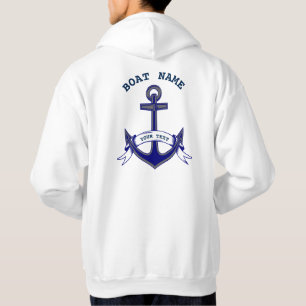 Sudadera Ancla Personalizado Nautical Blue Mens Hoodie