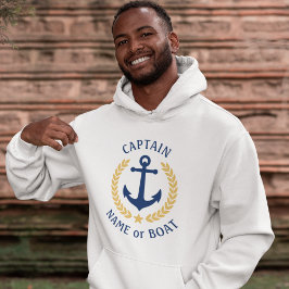 Sudadera Ancla Tu Nombre De Barco Capitán Laurel Blanco Oro