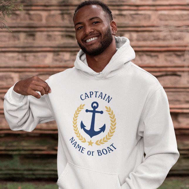 Sudadera Ancla Tu Nombre De Barco Capitán Laurel Blanco Oro (Subido por el creador)