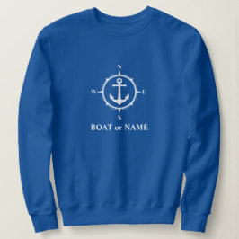 Sudadera Anclaje de brújula náutica de su barco o nombre az