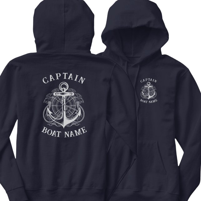 Sudadera Anclaje de nombre de barco del capitán náutico per (Subido por el creador)