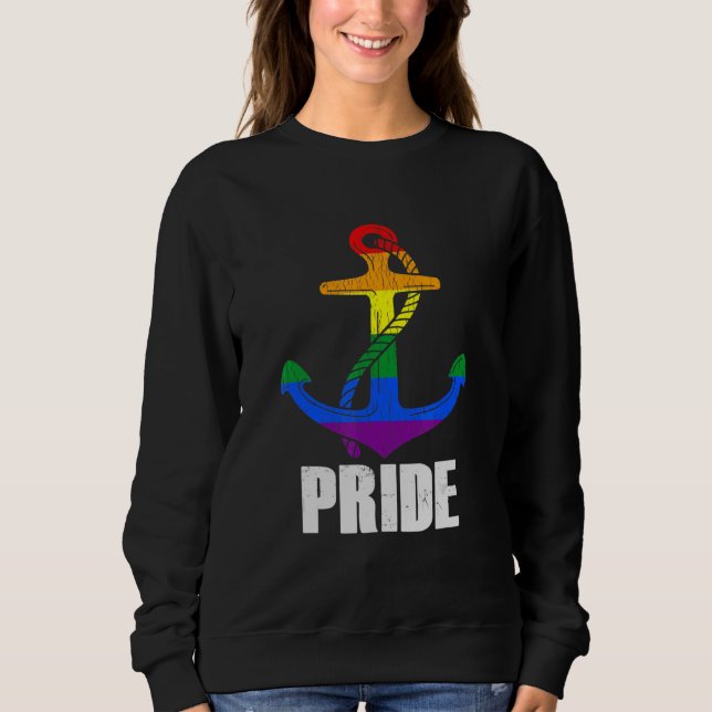 Sudadera Anclaje náutico retro Rainbow Lgbt Orgullo Gay Sai (Anverso)