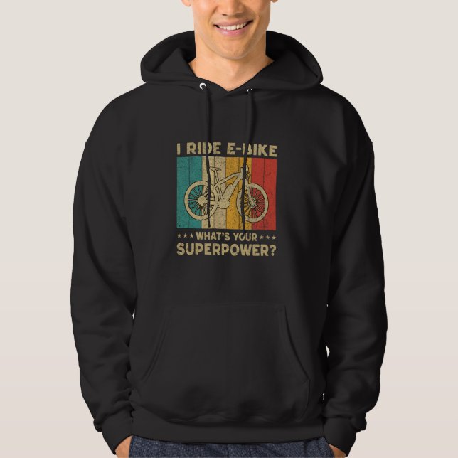 Sudadera Ando en bicicleta eléctrica ¿Cuál es tu superpoder (Anverso)