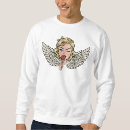 Sudadera Ángel de guiño vintage: Corazón de arte pop retro