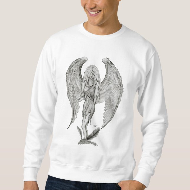 Sudadera Ángel, diseño negro y blanco (Anverso)
