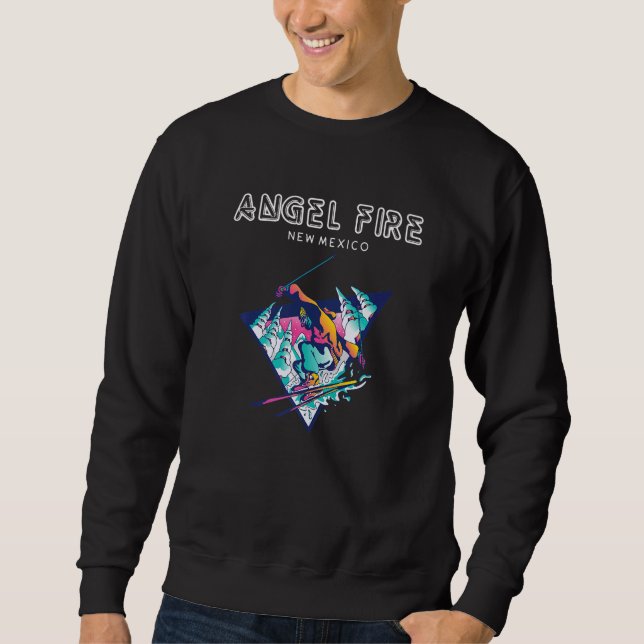 Sudadera Angel Fire New Mexico  Retro Skier (Anverso)