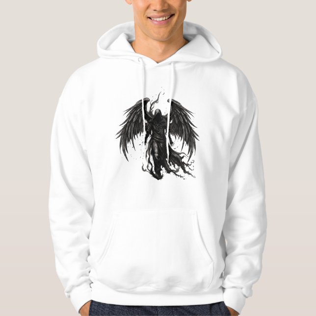 Sudadera Ángel Segador Oscuro con Ropa con Capucha (Anverso)