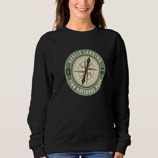 Sudadera Angels Landing Trail Utah Hiker Compass Circle Bad (Anverso)