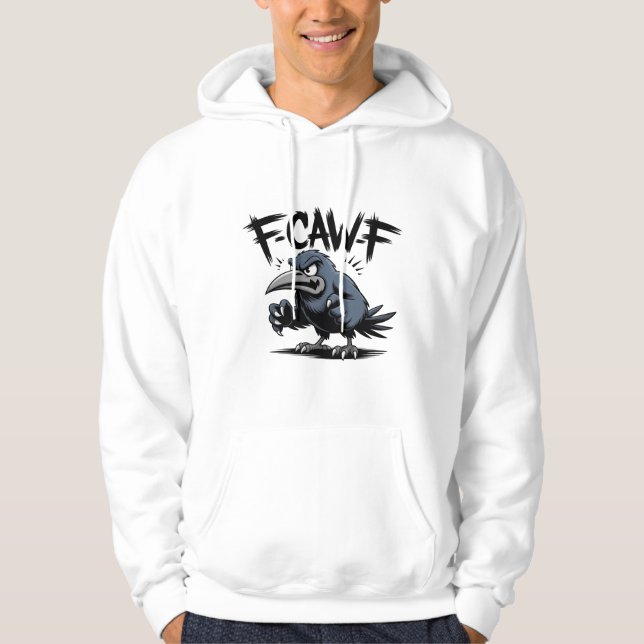 Sudadera Angry Crow “F-CAW-F ” – Edgy Cartoon Bird Design (Anverso)