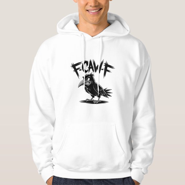 Sudadera Angry Crow “F-CAW-F” – Edgy Cartoon Bird Design (Anverso)