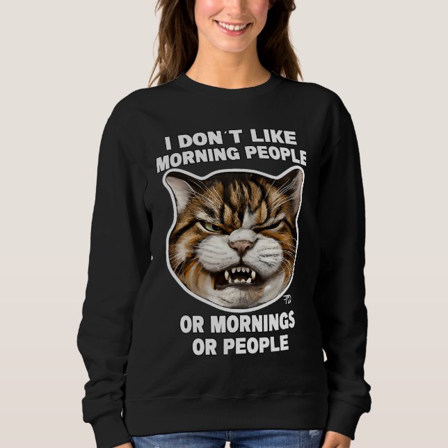 Sudadera Angry cute Cat With Bad Mood And Mug says no   12 (Anverso)