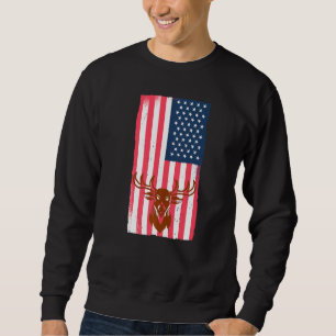 Sudadera Angry Deer Duck Hundiendo a la bandera norteameric