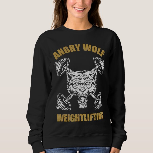Sudadera Angry Wolf Weightlifting Vintage Old School Grungy (Anverso)