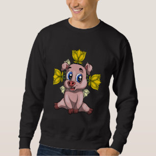 Sudadera Animal de granja Granjero Jardín Flores Cerdito ad