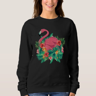 Sudadera Animal   Flores Tropicales Pájaro Floral Rosa Flam