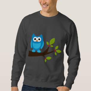 Sudadera Animal lindo azul del dibujo animado del árbol de